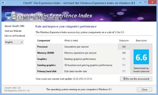 ChrisPC Win Experience Index Screenshot