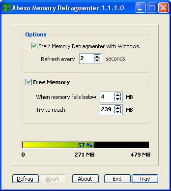 Abexo Memory Defragmenter Screenshot