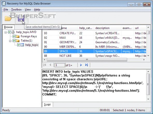 Recovery for MySQL (formerly MySQLRecovery) Screenshot