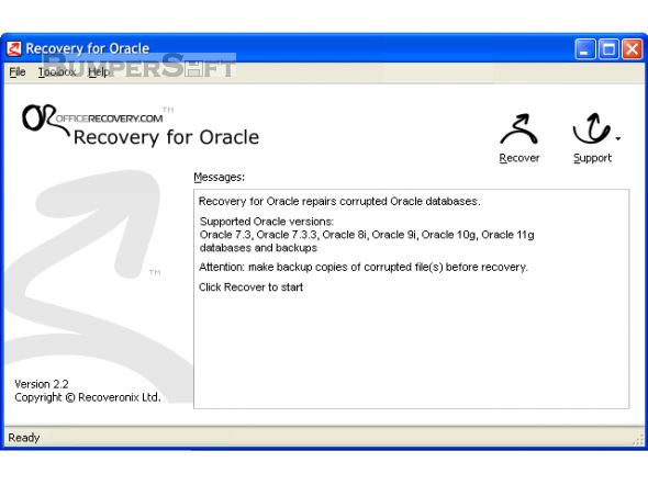 Recovery for Oracle Screenshot