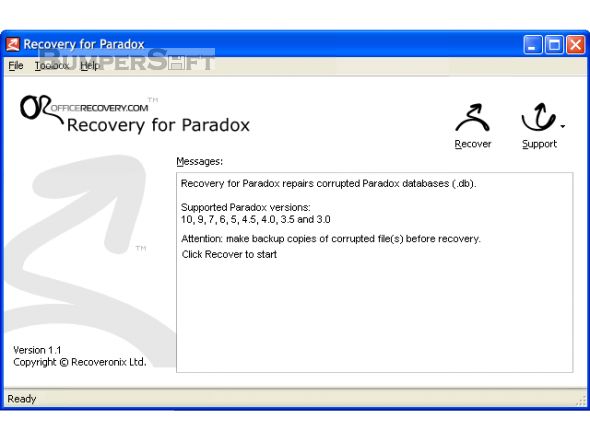 Recovery for Paradox Screenshot