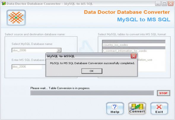 Data Doctor Database Converter - MySQL to MS SQL Screenshot