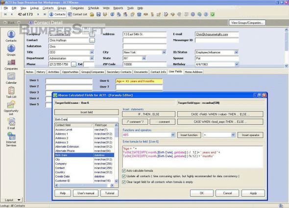 Abacus Calculated Fields for ACT! Screenshot