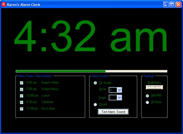 Karen's Alarm Clock Screenshot