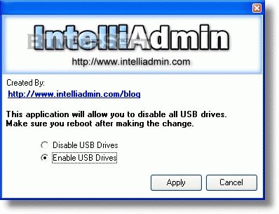 IntelliAdmin USB Drive Disabler Screenshot