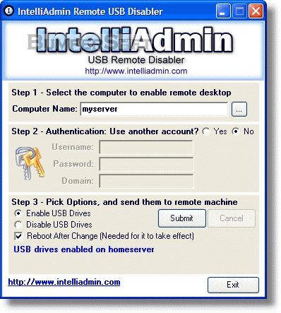 IntelliAdmin Remote USB Disabler Screenshot