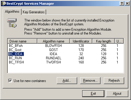 Idea crypting driver for BestCrypt Screenshot