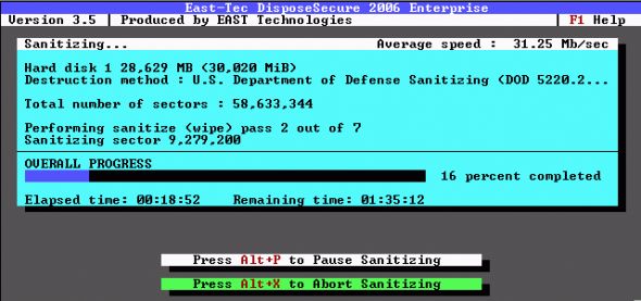 East-Tec DisposeSecure 2006 Enterprise Screenshot
