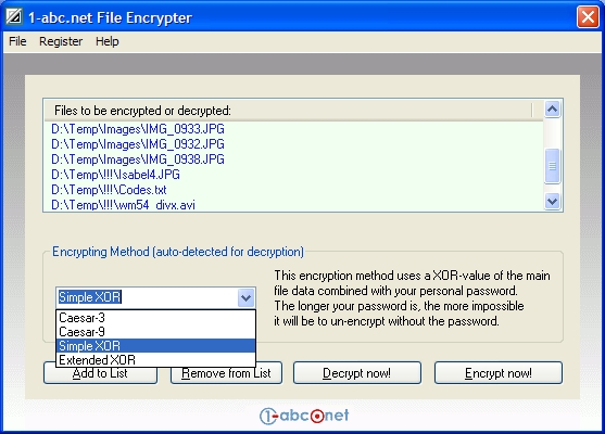 1-abc.net File Encrypter Screenshot