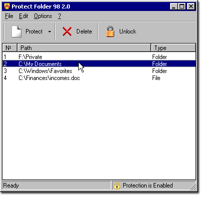Protect Folder 98 Screenshot