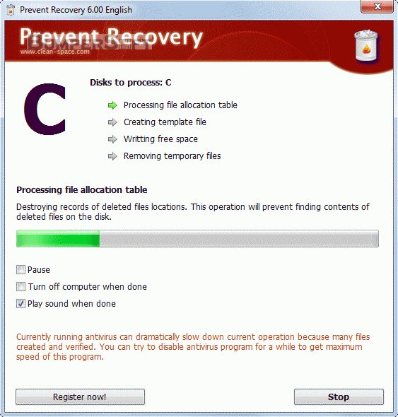 Prevent Recovery Screenshot