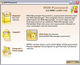 MSN Messenger Password Screenshot