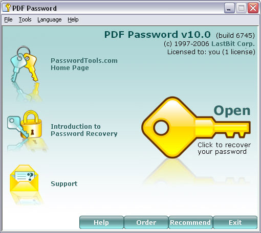 PDF password Screenshot