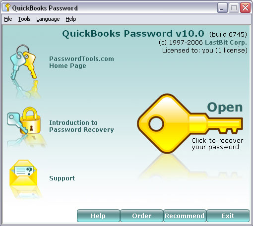 QuickBooks Password Screenshot