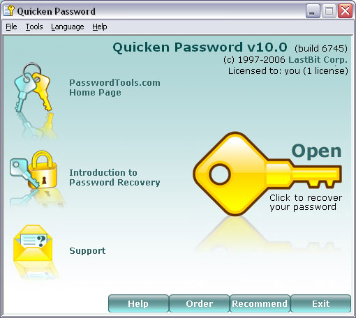 Quicken Password Screenshot
