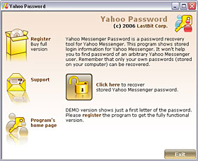 Yahoo Messenger Password Screenshot