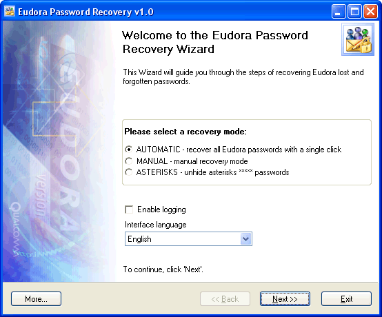 Eudora Password Recovery Screenshot