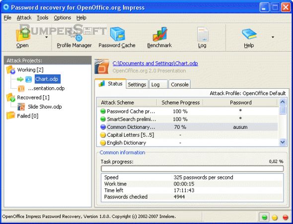 Password recovery for OpenOffice.org Impress Screenshot