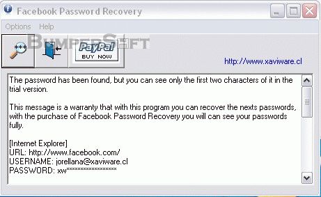 Facebook Password Recovery Screenshot