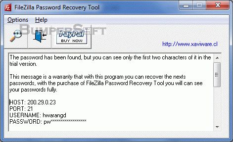 FileZilla Password Recovery Tool Screenshot