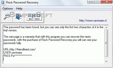 Flock Password Recovery Screenshot