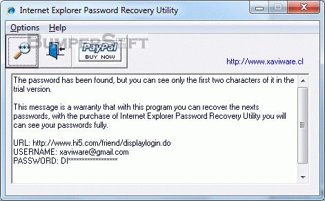 Internet Explorer Password Recovery Utility Screenshot