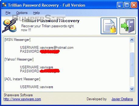 Trillian Password Recovery Screenshot