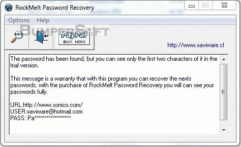 RockMelt Password Recovery Screenshot
