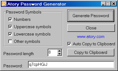 Atory Password Generator Screenshot