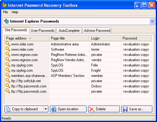 Password Recovery Toolbox Screenshot
