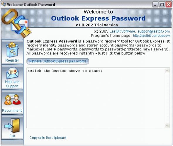 Outlook Express Password Screenshot