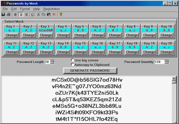 Passwords by Mask Screenshot