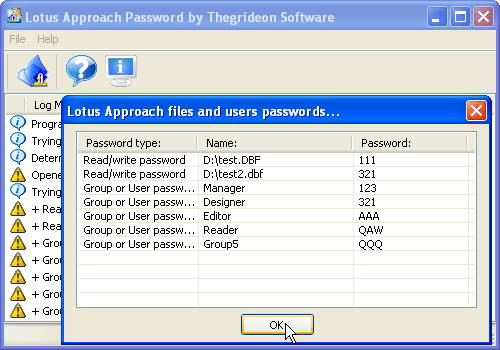 Lotus Approach Password Screenshot