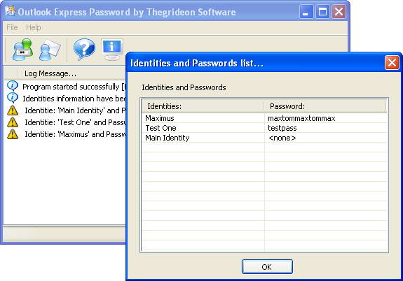 Outlook Express Password Screenshot
