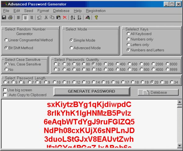 Advanced Password Generator Screenshot