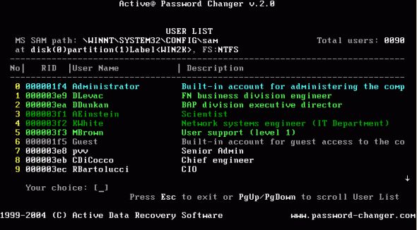 Active Password Changer Screenshot