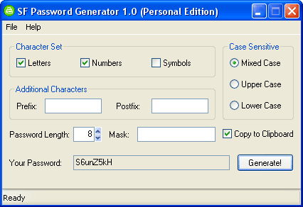 SF Password Generator Personal Screenshot