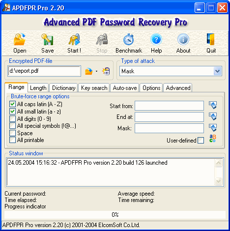 Advanced PDF Password Recovery Pro Screenshot