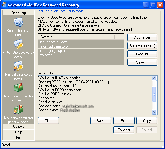 Advanced Mailbox Password Recovery Screenshot