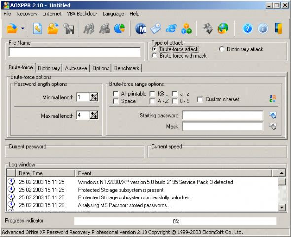 Advanced Office XP Password Recovery Pro Screenshot