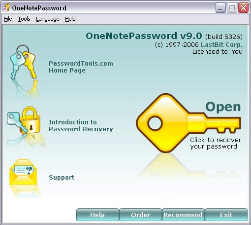OneNote Password Screenshot