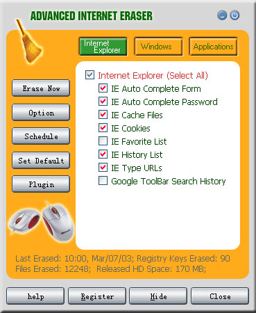 Advanced Internet Eraser Screenshot