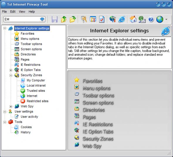 1st Internet Privacy Tool Screenshot