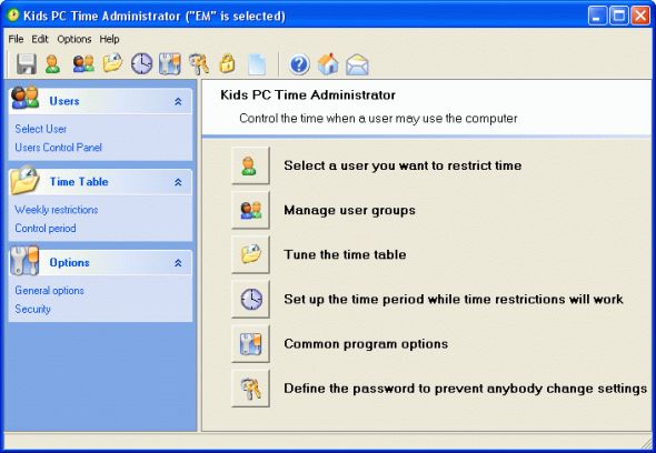 Kids PC Time Administrator Screenshot