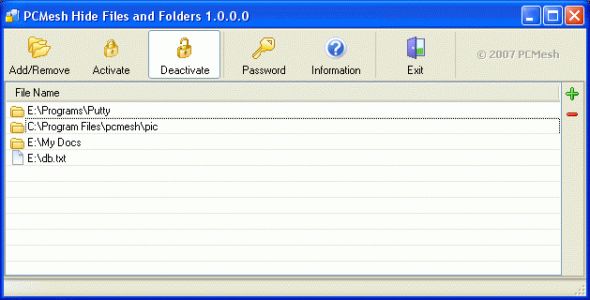 PCMesh Hide Files and Folders Screenshot