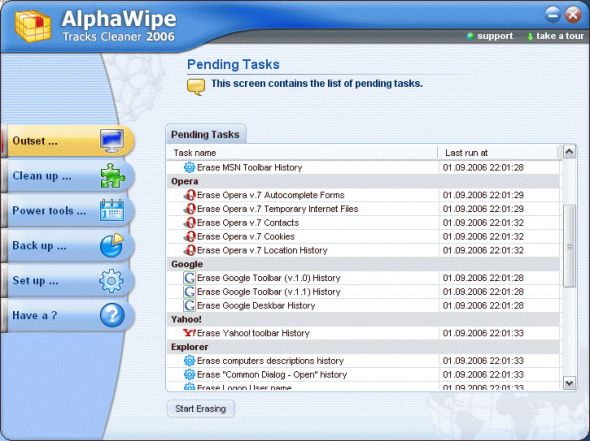 AlphaWipe Tracks Cleaner 2008 Screenshot