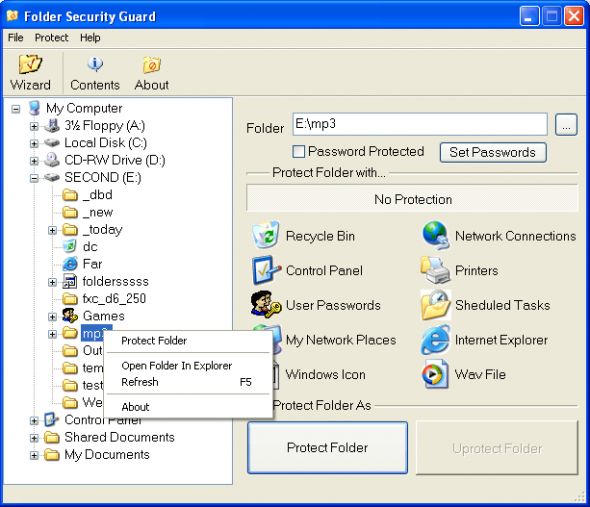 Folder Security Guard Screenshot