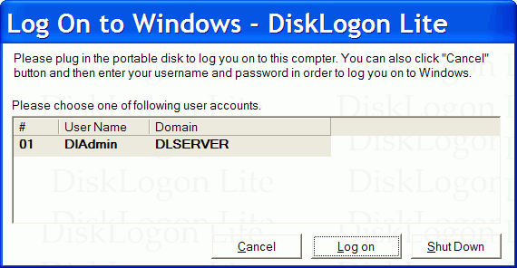 DiskLogon Lite Screenshot