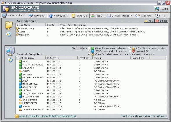 SRC Corp--Network Security Software Screenshot