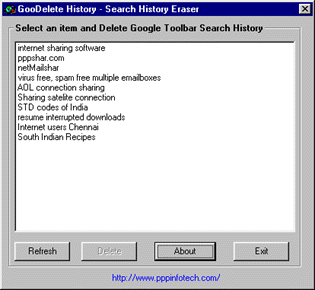 GooDelete History Screenshot